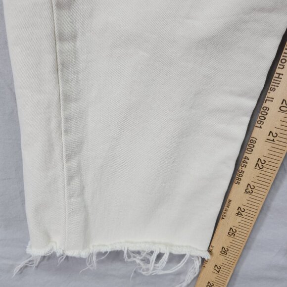 RE/DONE Jeans Size 28 70's Stove Pipe Frayed Ivory High Rise With Stretch - Picture 6 of 14
